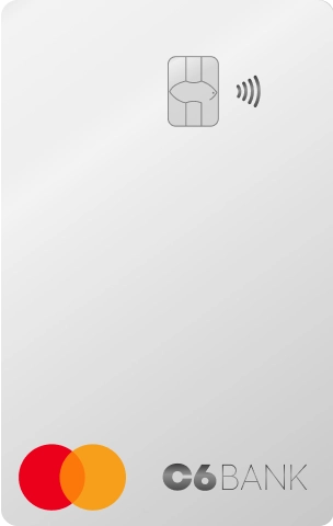 Cartão C6 Débito Mastercard branco metálico.