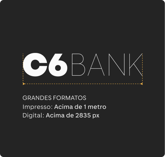 Logotipo ampliado com indicação de uso em grandes formatos.