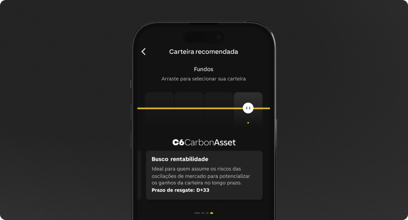 Tela de Carteiras de Fundos de Ações no app do C6 Bank