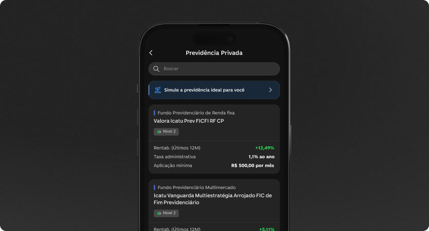 Tela de Previdência no app do C6 Bank