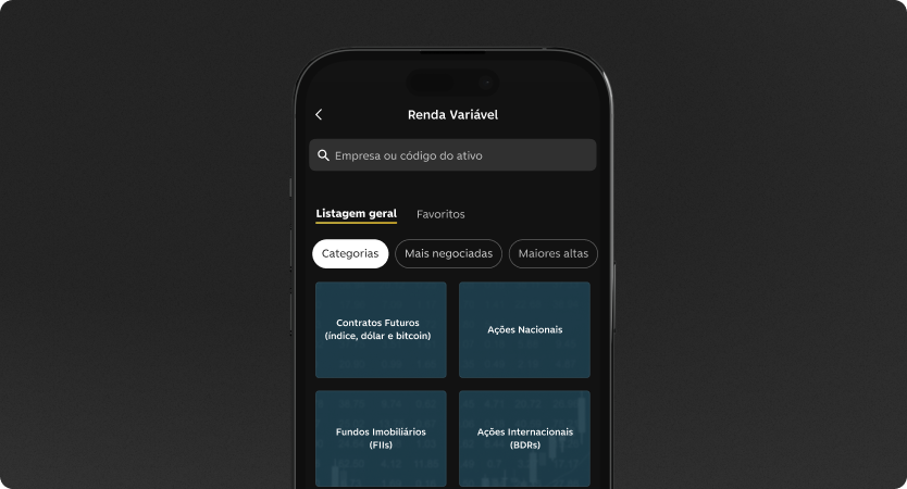 Tela de Renda Variável no app do C6 Bank