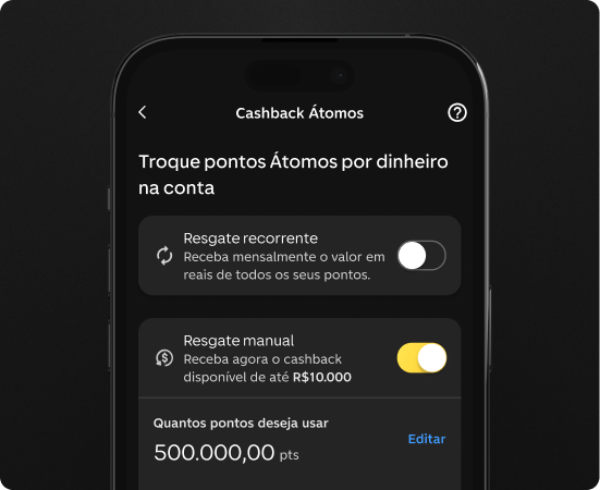 Tela do app do C6 Bank exibe a seção de cashback