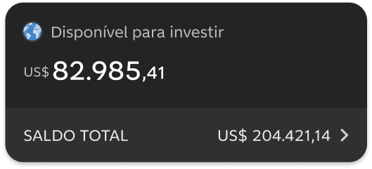 Print screen do total investido na conta global de investimentos do app C6 Bank