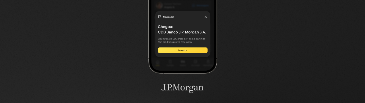 Celular aberto no app C6 Bank na tela de CDB do JP Morgan