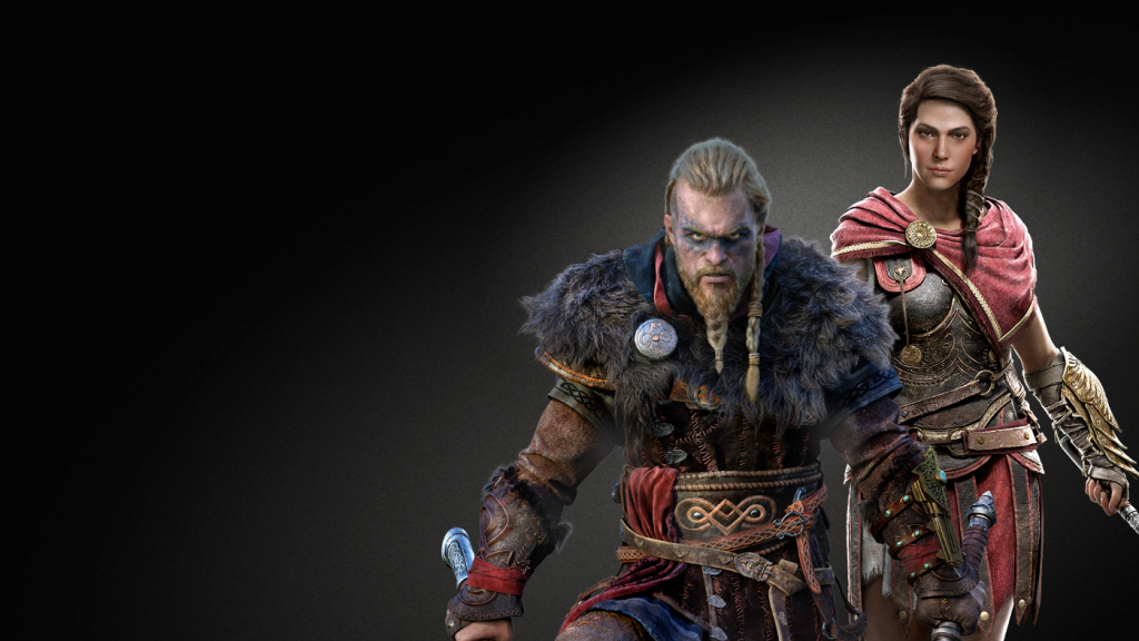 Dois personagens de jogos virtuais com skins e armaduras