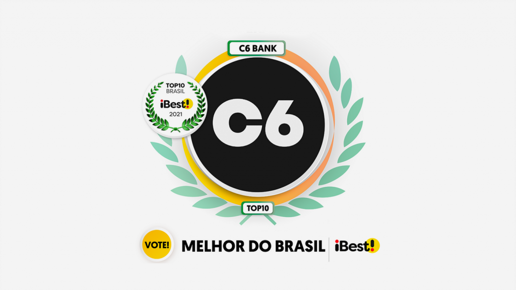 Card da prêmio iBest 2021 com o logo do C6 Bank no centro chamando para votação de melhor do Brasil