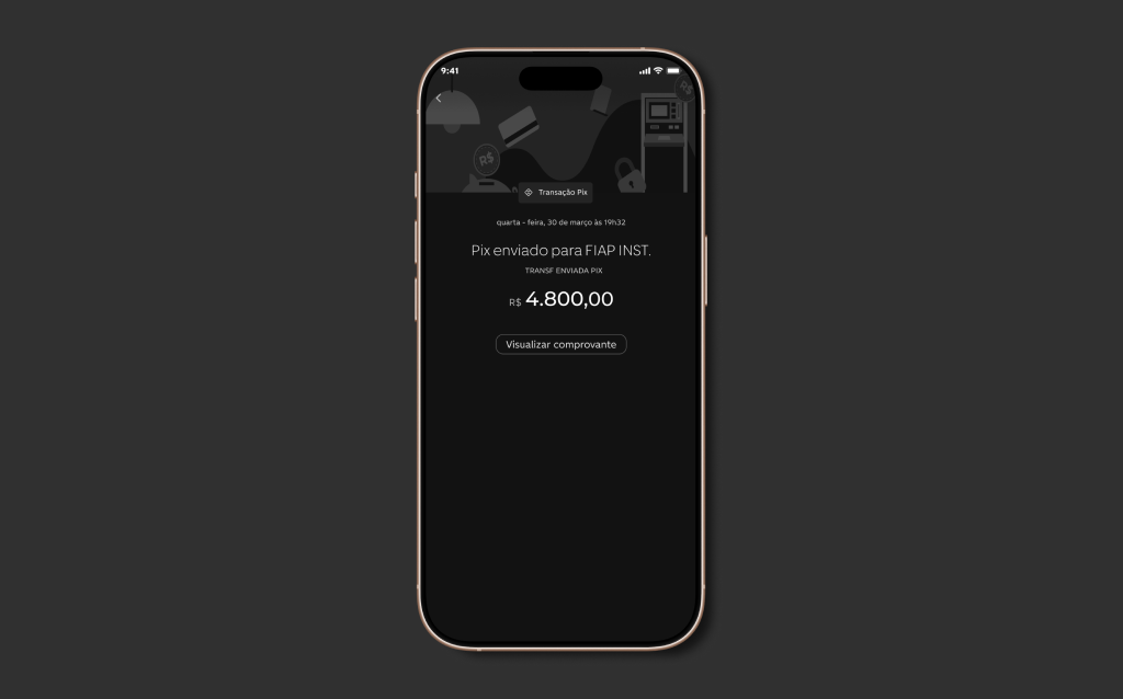 Print de tela do app do C6 Bank onde evidencia os detalhes de alguma compra presente na fatura, evidenciando o estabelecimento onde a compra foi realizada.