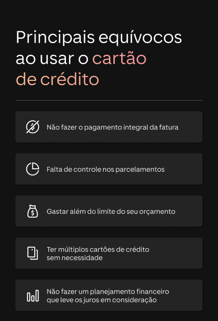 infográfico erros uso do cartão de crédito