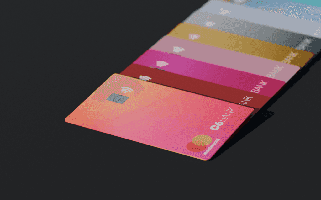 cartões C6 bank de diferentes cores