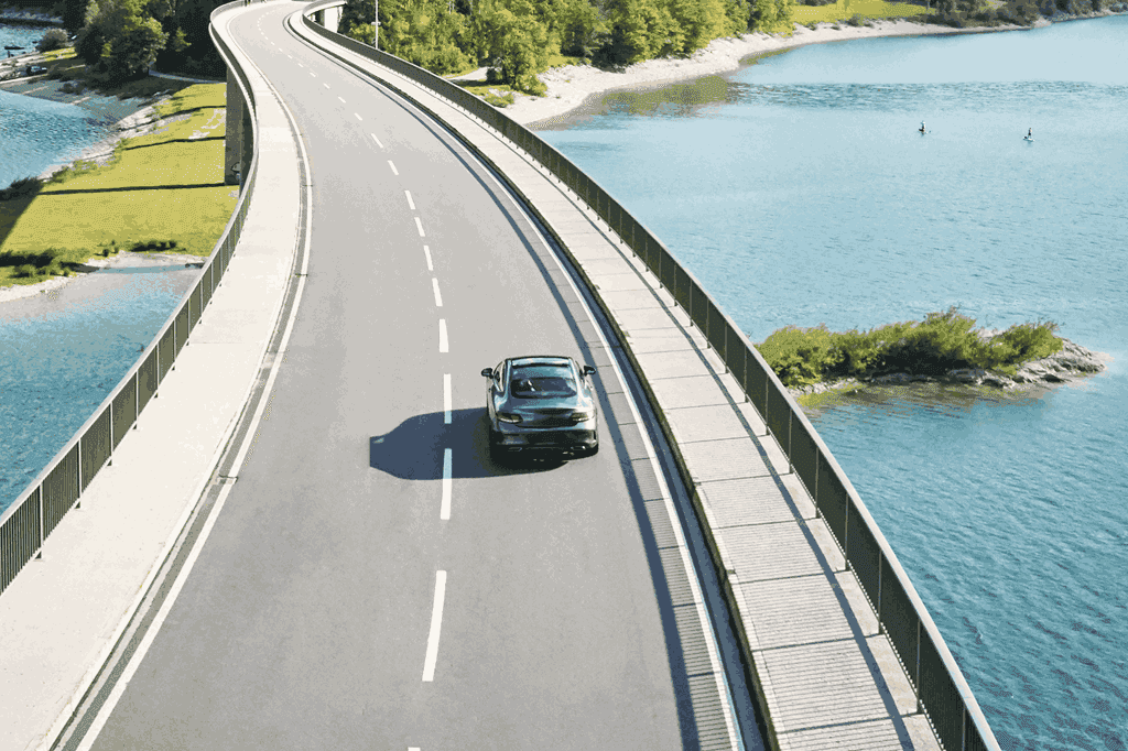 Carro andando por uma ponte, representando o custo da CNH