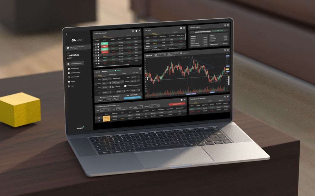 computador exibindo o home broker do c6 bank