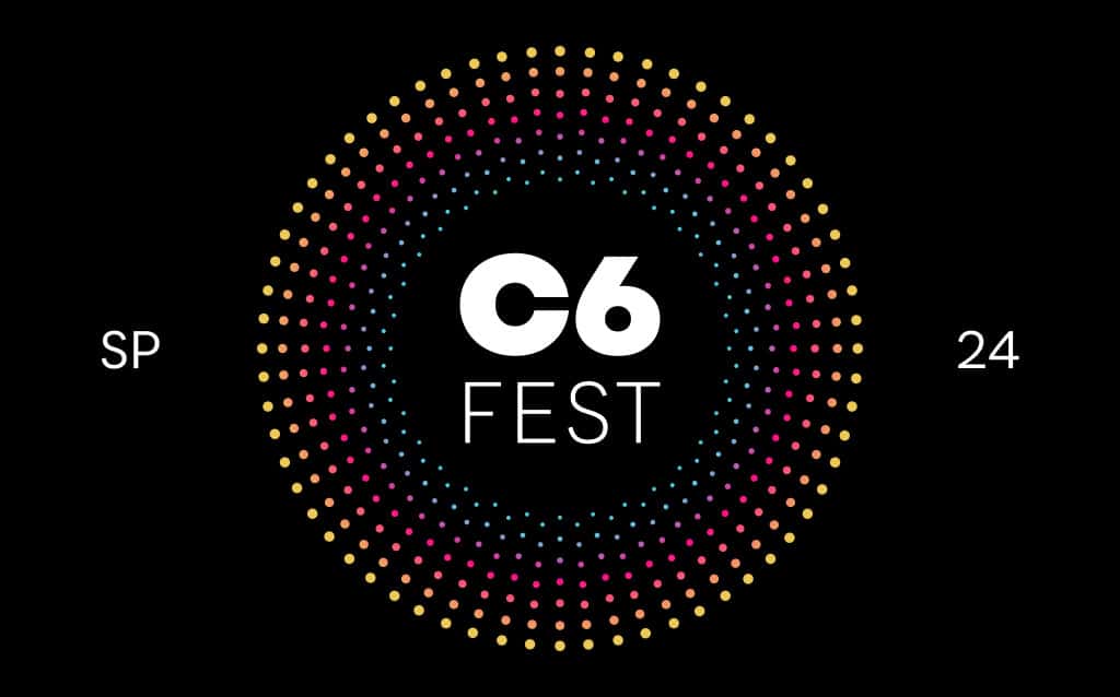 Imagem do logo do C6 Fest, rodeado pela inscrição SP e 24, referente à edição 2024 do festival em São Paulo