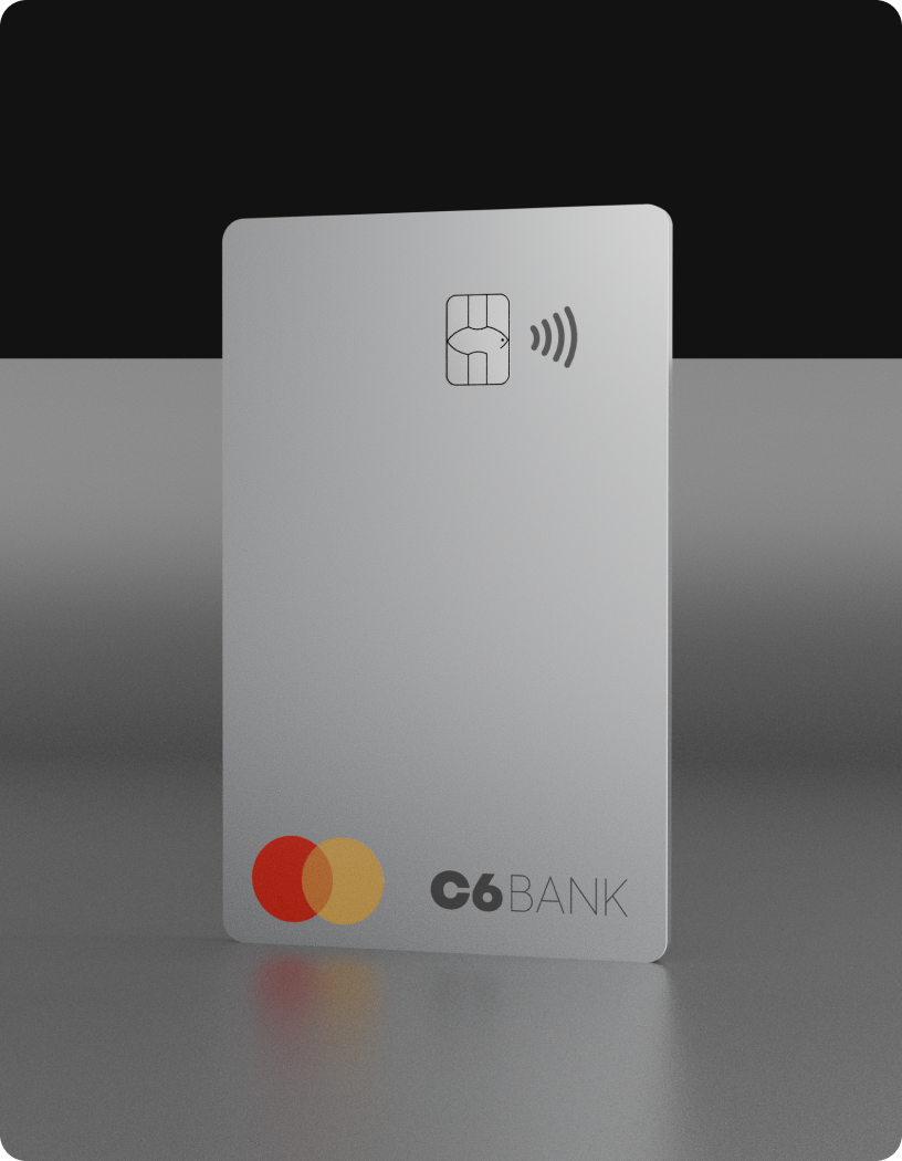 Cartão C6 Business Mastercard sobre fundo cinza.